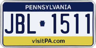 PA license plate JBL1511