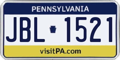 PA license plate JBL1521