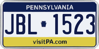 PA license plate JBL1523