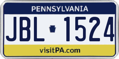 PA license plate JBL1524