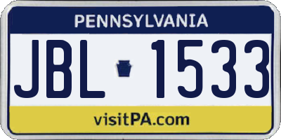 PA license plate JBL1533