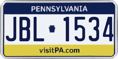 PA license plate JBL1534