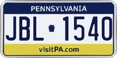 PA license plate JBL1540