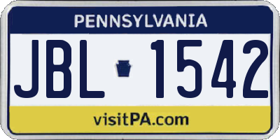 PA license plate JBL1542