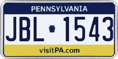 PA license plate JBL1543