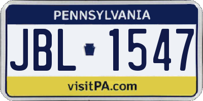 PA license plate JBL1547