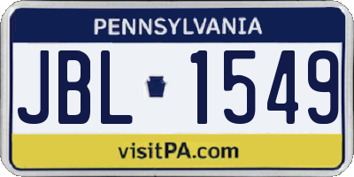 PA license plate JBL1549