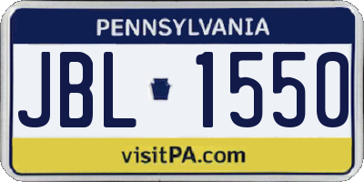 PA license plate JBL1550