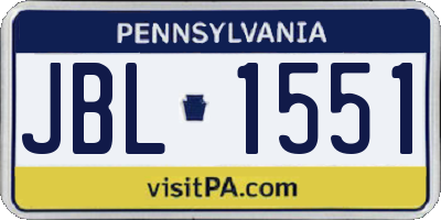 PA license plate JBL1551