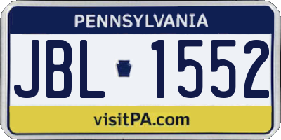 PA license plate JBL1552