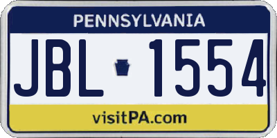 PA license plate JBL1554