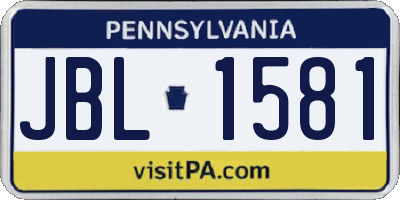 PA license plate JBL1581