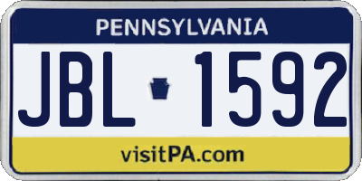 PA license plate JBL1592