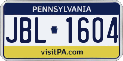 PA license plate JBL1604