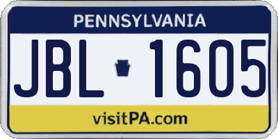 PA license plate JBL1605