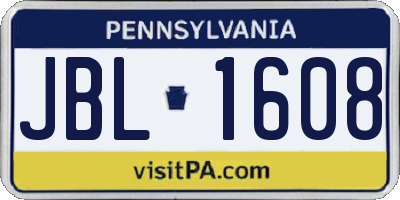 PA license plate JBL1608