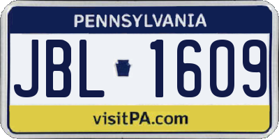 PA license plate JBL1609