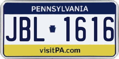 PA license plate JBL1616