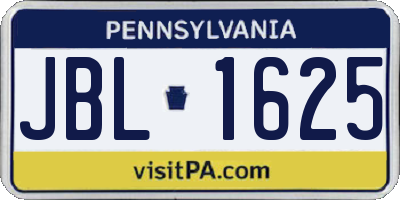 PA license plate JBL1625