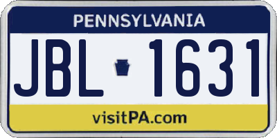 PA license plate JBL1631