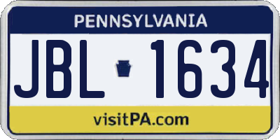 PA license plate JBL1634