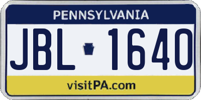 PA license plate JBL1640