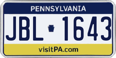 PA license plate JBL1643