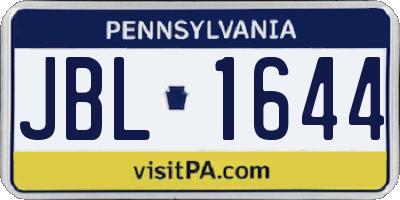 PA license plate JBL1644