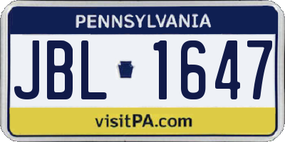 PA license plate JBL1647