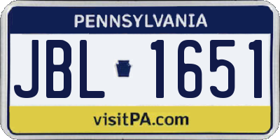 PA license plate JBL1651