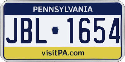 PA license plate JBL1654