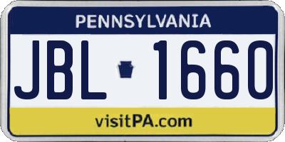 PA license plate JBL1660