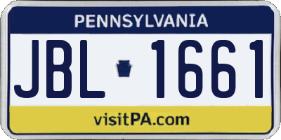 PA license plate JBL1661