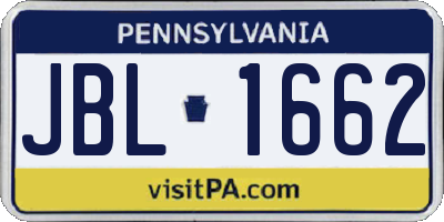 PA license plate JBL1662