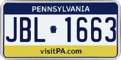 PA license plate JBL1663