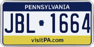 PA license plate JBL1664