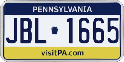 PA license plate JBL1665