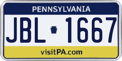 PA license plate JBL1667