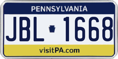 PA license plate JBL1668