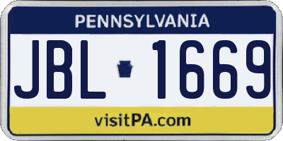 PA license plate JBL1669