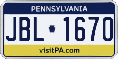 PA license plate JBL1670