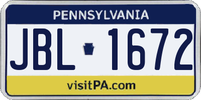 PA license plate JBL1672