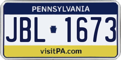 PA license plate JBL1673