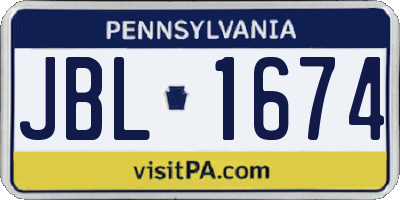 PA license plate JBL1674