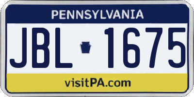 PA license plate JBL1675