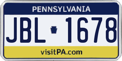 PA license plate JBL1678