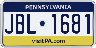 PA license plate JBL1681