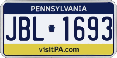 PA license plate JBL1693