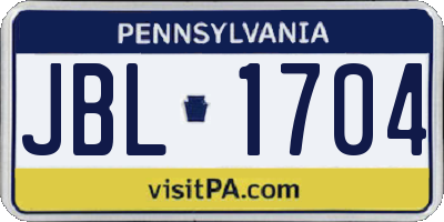 PA license plate JBL1704