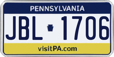 PA license plate JBL1706